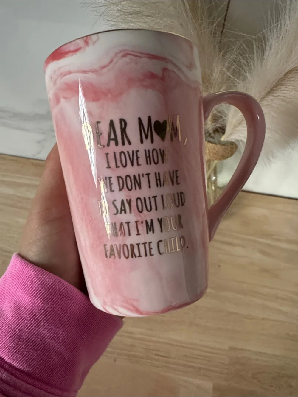 Best Mom Ever & Best Dad Ever Marble Mug Gift Set - Pink and Gray NIP
